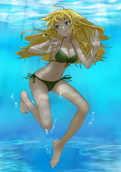 Anime picture 1748x2480 with idolmaster hoshii miki gulim single long hair tall image highres blonde hair twintails green eyes girl