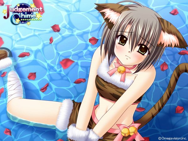 Anime picture 1600x1200 with judgement chime ellyeir pulp nishimata aoi animal ears tail cat girl jpeg artifacts girl navel