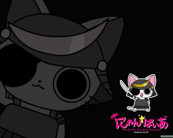 Anime picture 1280x1024 with nyanpire the animation masamunya dokuganryu open mouth black background weapon animal sword armor cat eyepatch helmet