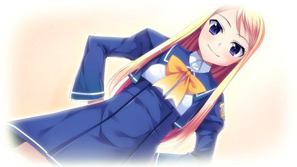 Anime picture 1280x720 with gensou douwa alicetale long hair blue eyes blonde hair smile wide image game cg girl uniform school uniform