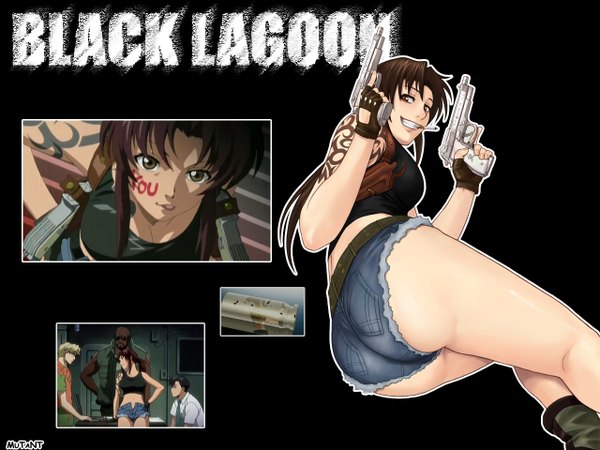 Anime picture 1280x960 with black lagoon madhouse revy (black lagoon) okajima rokuro dutch (black lagoon) benny (black lagoon) light erotic rock gun