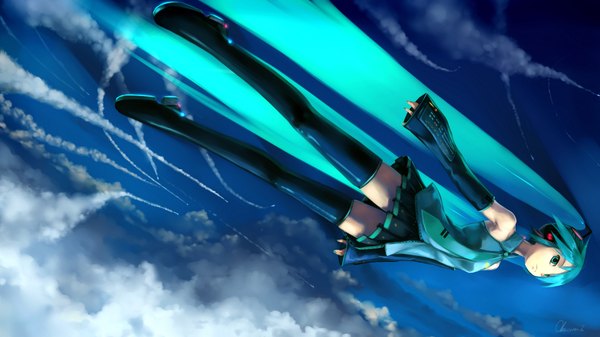 Anime picture 1920x1080 with vocaloid hatsune miku observerz highres wide image girl detached sleeves neko bserverz