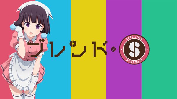 Anime picture 3840x2160 with blend s a-1 pictures sakuranomiya maika shira-nyoro single looking at viewer fringe highres short hair open mouth black hair simple background smile wide image standing purple eyes absurdres purple hair blunt bangs :d