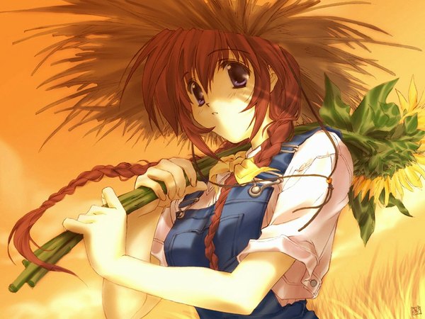 Anime picture 1024x768 with comic party sunflower overalls tagme