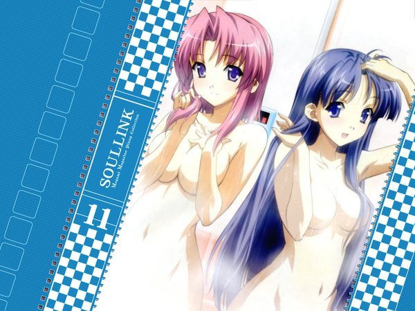 Anime picture 1024x768 with soul link nagase sayaka morisaki nao light erotic bath