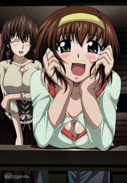 Anime picture 2098x3003 with tonagura arisaka kazuki arisaka hatsune tall image highres cleavage breast hold