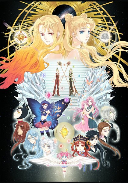 Anime picture 700x1000 with bishoujo senshi sailor moon toei animation tsukino usagi sailor moon sailor star fighter sailor star healer sailor star maker sailor galaxia princess kakyuu sailor chibi chibi kakyuu sailor iron mouse sailor tin nyanko sailor aluminum seiren sailor heavy metal papillon sailor lead crow sailor mnemosyne sailor lethe sailor chi sailor phi