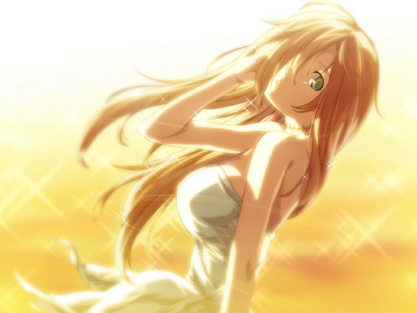 Anime picture 1024x768 with dies irae long hair blonde hair green eyes game cg girl