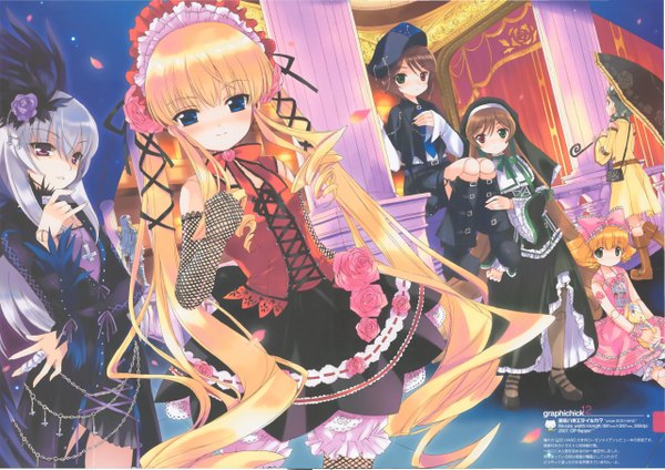 Anime picture 5126x3625 with rozen maiden suigintou shinku suiseiseki souseiseki hina ichigo barasuishou kanaria highres heterochromia