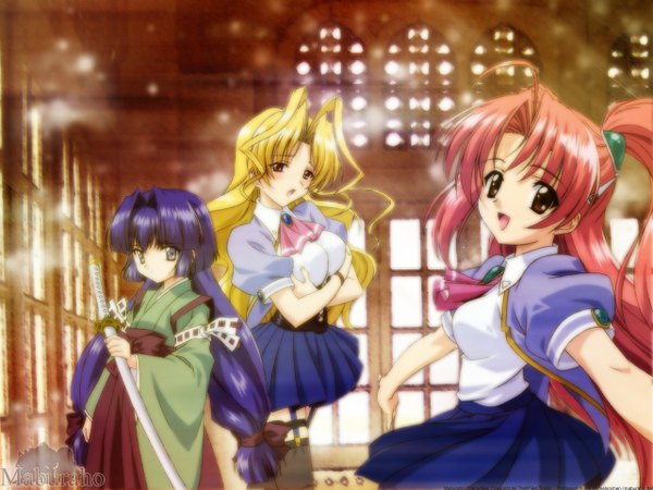 Anime picture 1280x960 with maburaho j.c. staff miyama yuuna kamishiro rin kazetsubaki kuriko girl