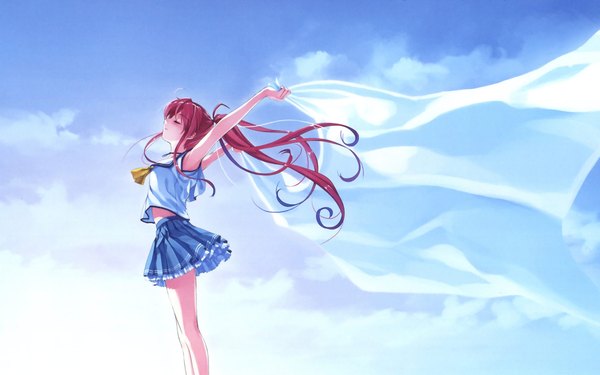 Anime picture 1920x1200 with suiheisen made nan mile? miyamae tomoka misaki kurehito single highres wide image sky girl