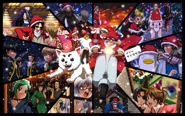 Anime picture 1920x1200 with gintama sunrise (studio) tagme (character) sakata gintoki kagura (gintama) hijikata toshiro okita sougo shimura shinpachi kondo isao sadaharu shimoduki rei long hair highres short hair open mouth black hair blonde hair brown hair wide image multiple girls