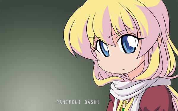 Anime picture 1920x1200 with pani poni dash! rebecca miyamoto single long hair highres blue eyes blonde hair wide image copyright name vector girl scarf