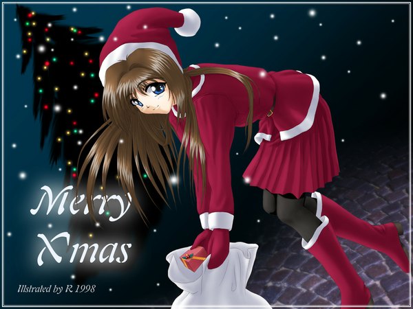 Anime picture 1024x768 with r (artist) christmas soft beauty tagme