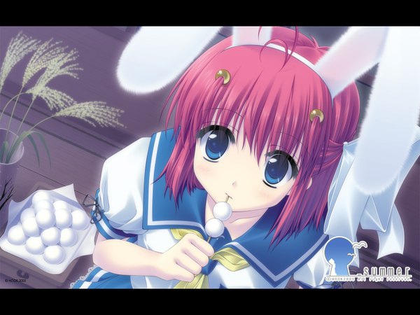 Anime picture 1600x1200 with underbar summer kaizu sana blue eyes bunny ears summer serafuku hook