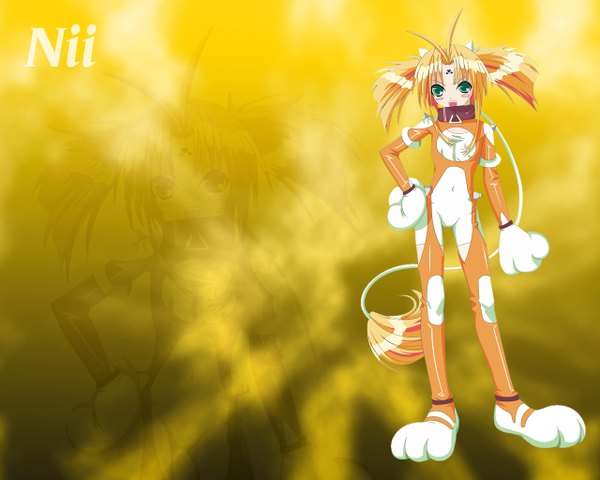 Anime picture 1280x1024 with dears nia (dears) wallpaper character names orange background