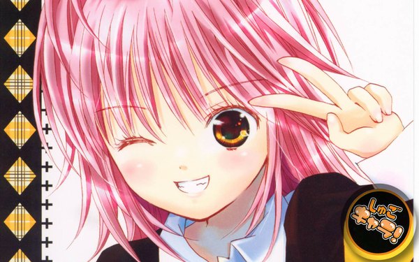 Anime picture 1680x1050 with shugo chara! hinamori amu short hair wide image pink hair