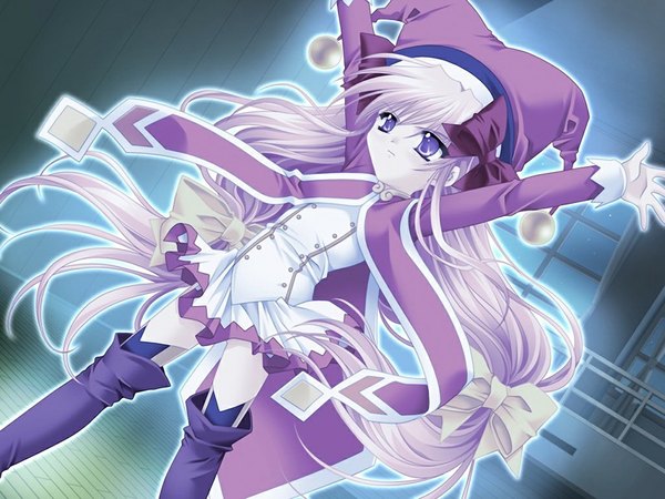 Anime picture 1024x768 with tsukushite ageruno (game) blonde hair purple eyes game cg girl