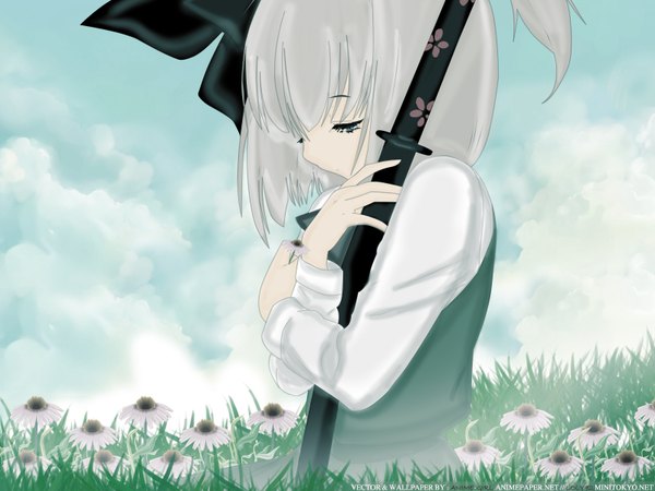 Anime picture 1600x1200 with touhou konpaku youmu girl sword tagme