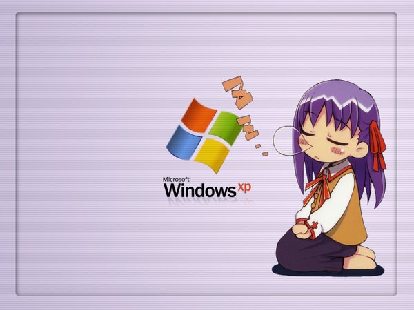 Anime picture 1280x960 with fate (series) fate/stay night studio deen type-moon windows (operating system) matou sakura xp-tan (saseko) sleeping chibi