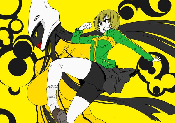 Anime picture 2000x1415 with persona 4 satonaka chie iro marimo single highres short hair brown hair brown eyes girl shorts