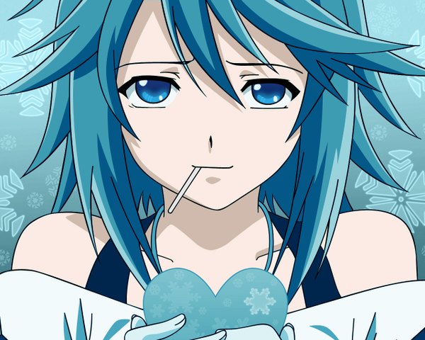 Anime picture 1280x1024 with rosario+vampire shirayuki mizore close-up blue background vector