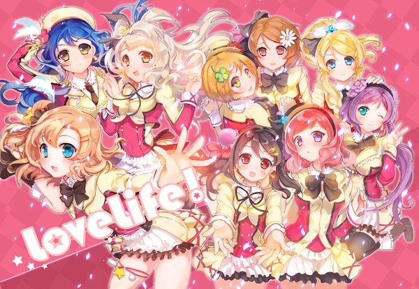 Anime picture 1500x1035 with love live! school idol project sunrise (studio) love live! nishikino maki yazawa nico toujou nozomi minami kotori ayase eli sonoda umi kousaka honoka hoshizora rin koizumi hanayo sibyl long hair blush short hair open mouth blue eyes black hair blonde hair