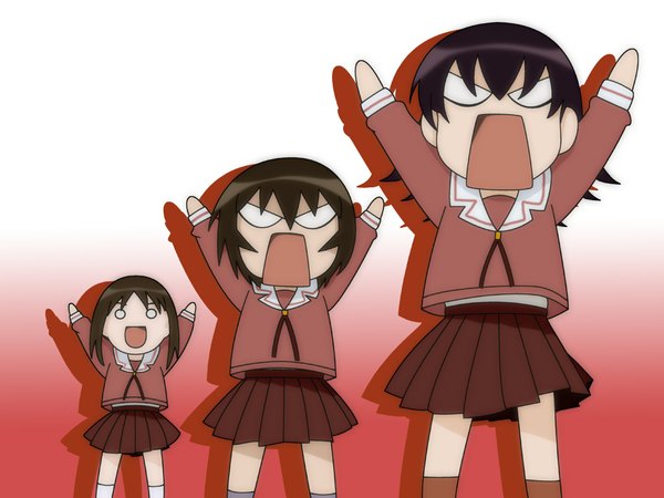 Anime picture 1024x768 with azumanga daioh j.c. staff kasuga ayumu takino tomo kagura (azumanga) girl bonklers