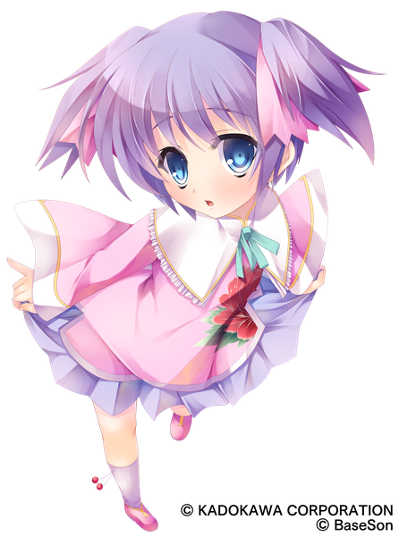 Anime picture 3075x4133 with koihime musou doga kobo yatsuha kanan single tall image blush highres short hair open mouth blue eyes twintails absurdres purple hair full body scan official art loli short twintails transparent background girl