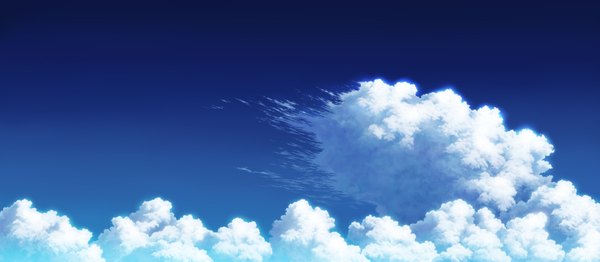 Anime picture 4000x1750 with aoha (twintail) highres wide image sky cloud (clouds)