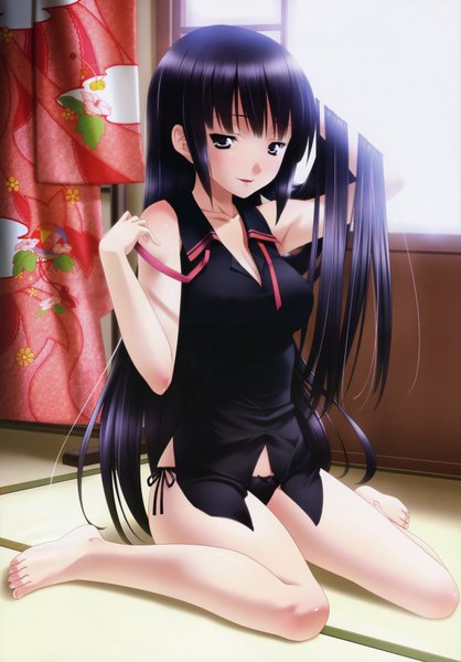 Anime picture 2437x3500 with dengeki hime long hair tall image highres light erotic black hair black eyes girl underwear panties