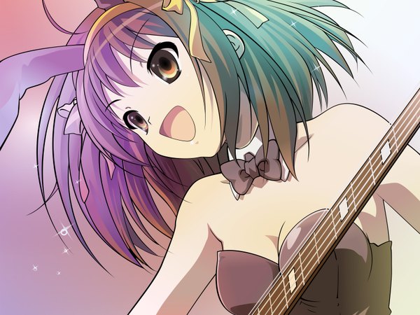 Anime picture 3072x2304 with suzumiya haruhi no yuutsu kyoto animation suzumiya haruhi highres bunny girl girl bunnysuit guitar