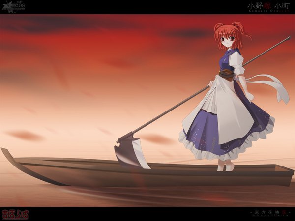 Anime picture 1600x1200 with touhou onozuka komachi side b sky girl scythe