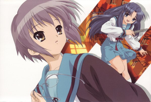 Anime picture 1742x1183 with suzumiya haruhi no yuutsu kyoto animation nagato yuki asakura ryouko highres girl