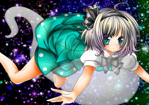 Anime picture 3000x2122 with touhou konpaku youmu highres green eyes grey hair girl skirt headband skirt set