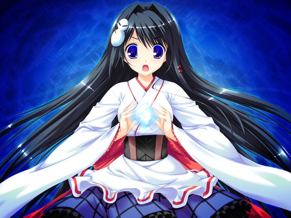 Anime picture 1200x900 with you gakuen no mirai wa kaichou shidai!? blue eyes black hair game cg girl