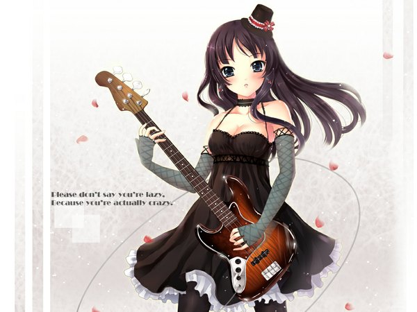 Anime picture 1024x768 with k-on! kyoto animation akiyama mio mafuyu guitar