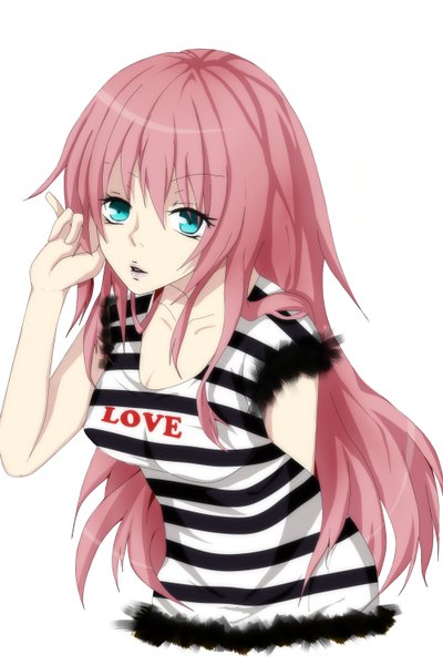 Anime picture 2000x3000 with vocaloid megurine luka single long hair tall image looking at viewer highres open mouth blue eyes simple background white background pink hair girl
