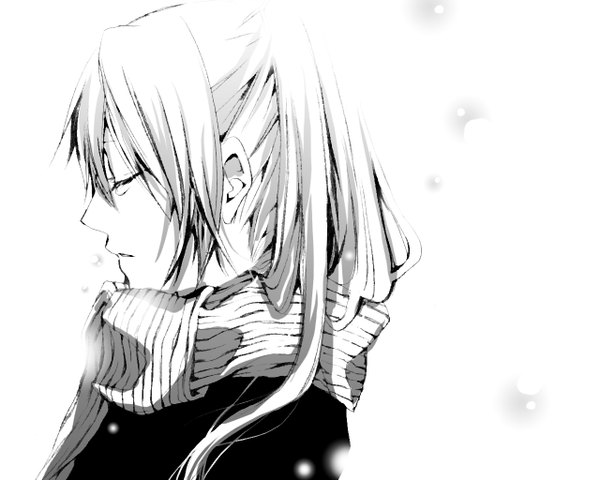 Anime picture 1280x1024 with vocaloid when the first love ends (vocaloid) hatsune miku white background monochrome girl