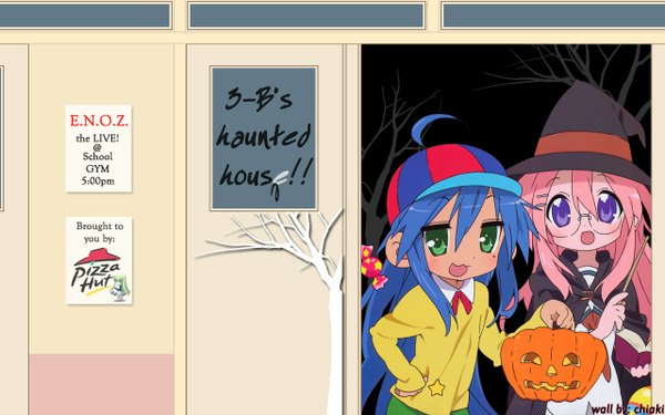Anime picture 1280x800 with lucky star kyoto animation izumi konata takara miyuki wide image halloween girl