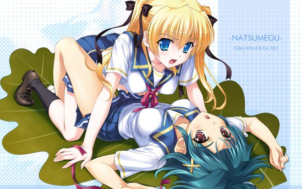 Anime picture 1680x1050 with natsumegu celes alford inui miri tsukasa yuuki wide image wallpaper shoujo ai serafuku