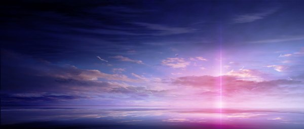 Аниме картинка 8000x3406 с оригинальное изображение yoshida takuma высокое разрешение широкое изображение absurdres небо облако (облака) блик вечер закат горизонт без людей пейзаж море