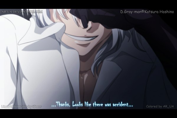 Anime picture 1000x666 with d.gray-man allen walker ar-ua single short hair smile white hair inscription coloring boy shirt