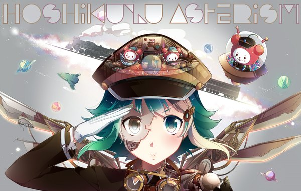 Anime picture 2000x1272 with vocaloid gumi nou single looking at viewer fringe highres short hair green eyes green hair alternate costume girl gloves uniform hair ornament white gloves hairclip military uniform goggles peaked cap