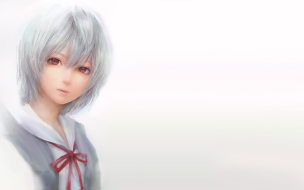 Anime picture 1280x800 with neon genesis evangelion gainax ayanami rei wide image white background