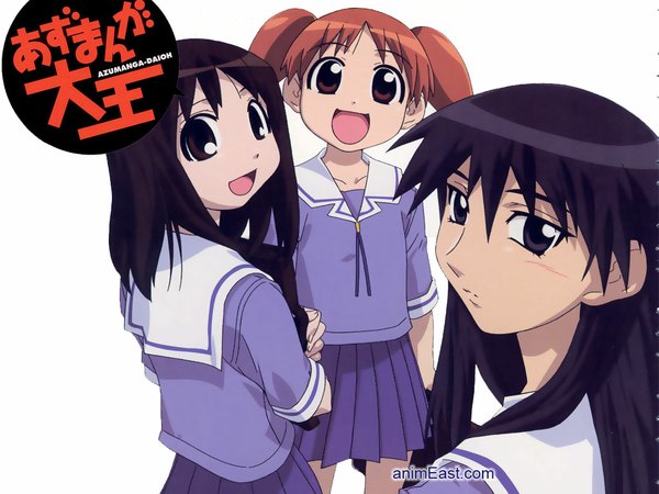Anime picture 1024x768 with azumanga daioh j.c. staff kasuga ayumu mihama chiyo sakaki girl