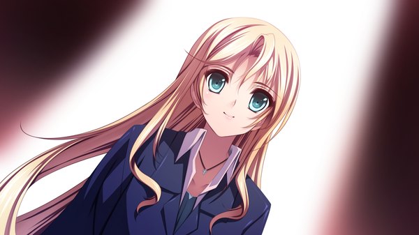 Anime picture 1280x720 with koisuru otome to shugo no tate single long hair looking at viewer blue eyes blonde hair wide image game cg light smile girl suit