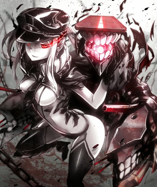 Anime picture 837x1000 with kantai collection graf zeppelin (kantai collection) kito (kito2) single tall image looking at viewer fringe breasts open mouth light erotic red eyes standing twintails signed payot bent knee (knees) ass arm up light smile blurry