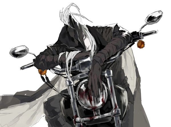 Anime-Bild 1024x762 mit bloodborne from software lady maria of the astral clocktower soldalepaz11 single long hair simple background white background sitting white hair grey eyes looking up head rest sketch blood stains girl gloves hat blood ground vehicle
