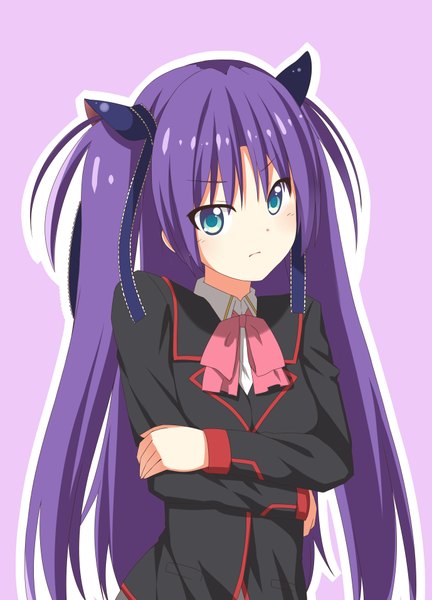 Anime picture 2756x3830 with little busters! key (studio) sasasegawa sasami dacchi single long hair tall image highres blue eyes purple hair two side up girl uniform bow hair bow school uniform